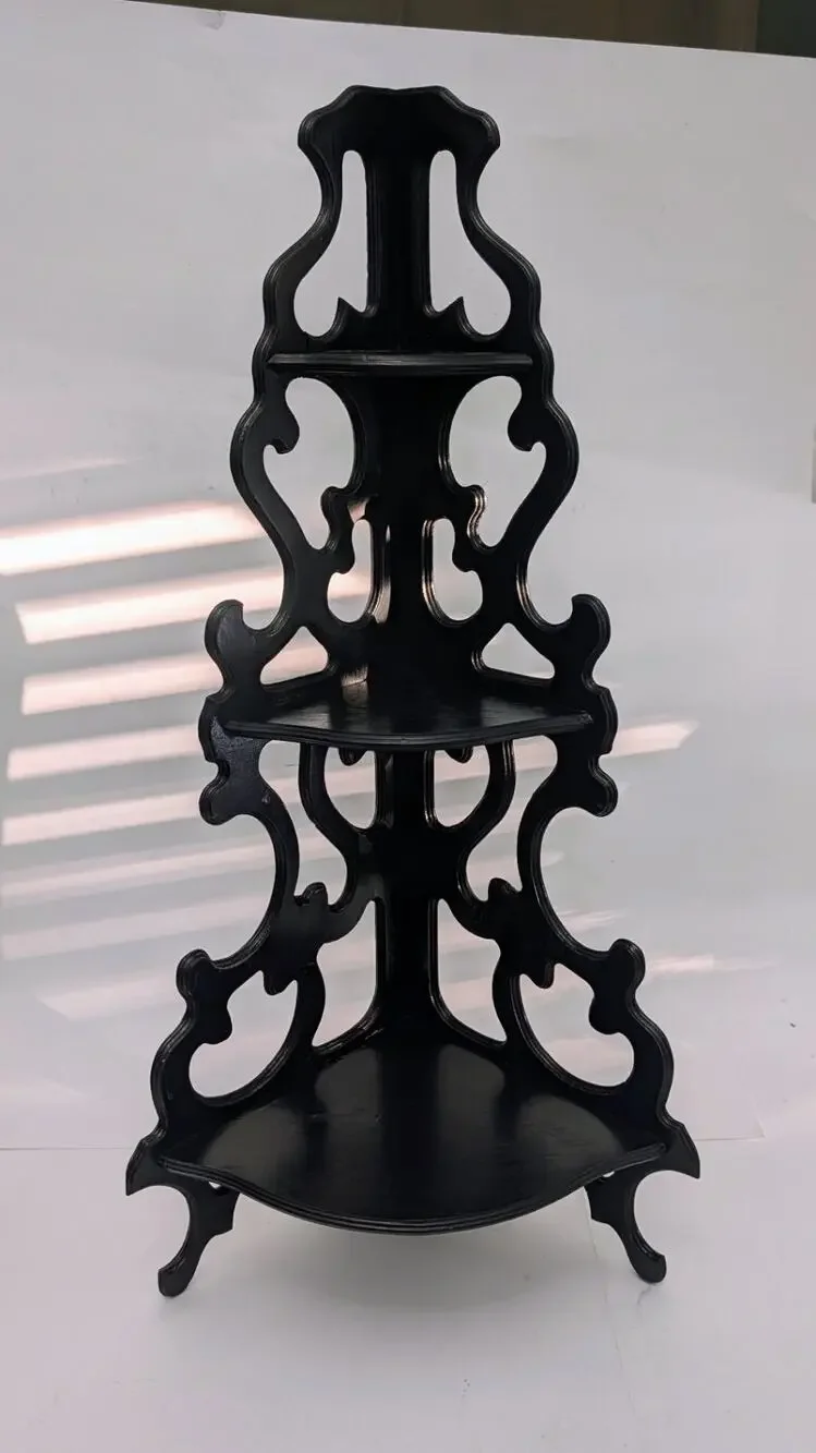 3 Tier Corner Wood Scroll Carved Knick Knack Shelf Victorian Style 25